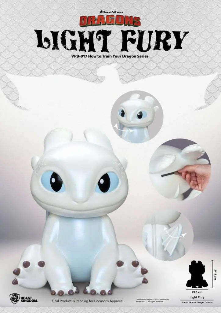 HOW TO TRAIN YOUR DRAGON LIGHT FURY SERIES VINYL MONEY BANK BEAST KINGDOM