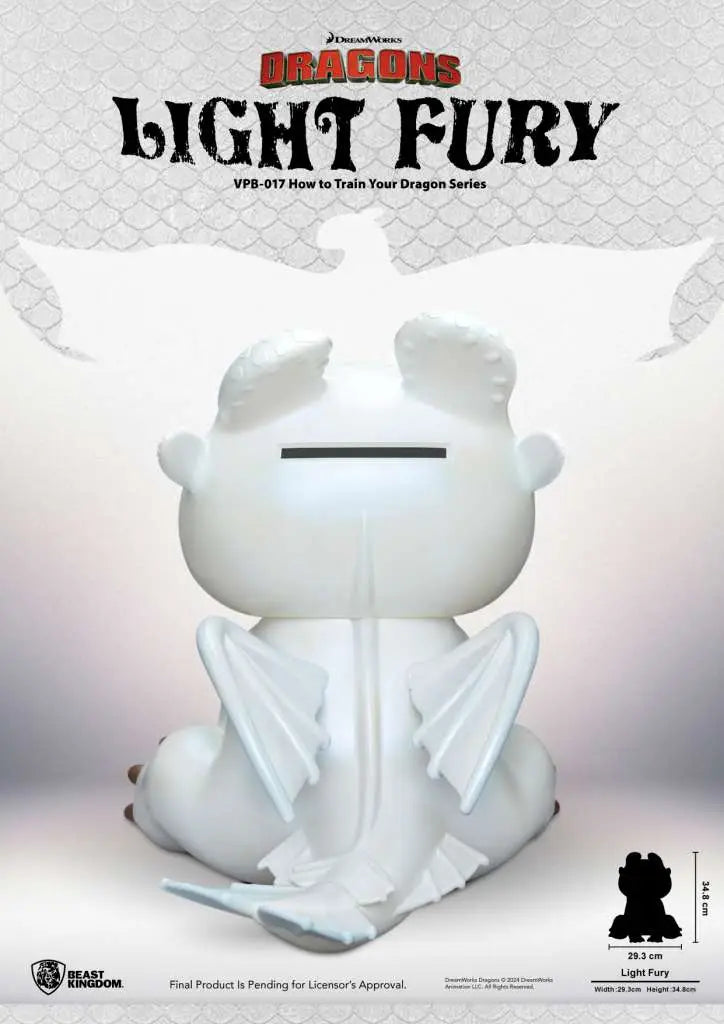 HOW TO TRAIN YOUR DRAGON LIGHT FURY SERIES VINYL MONEY BANK BEAST KINGDOM