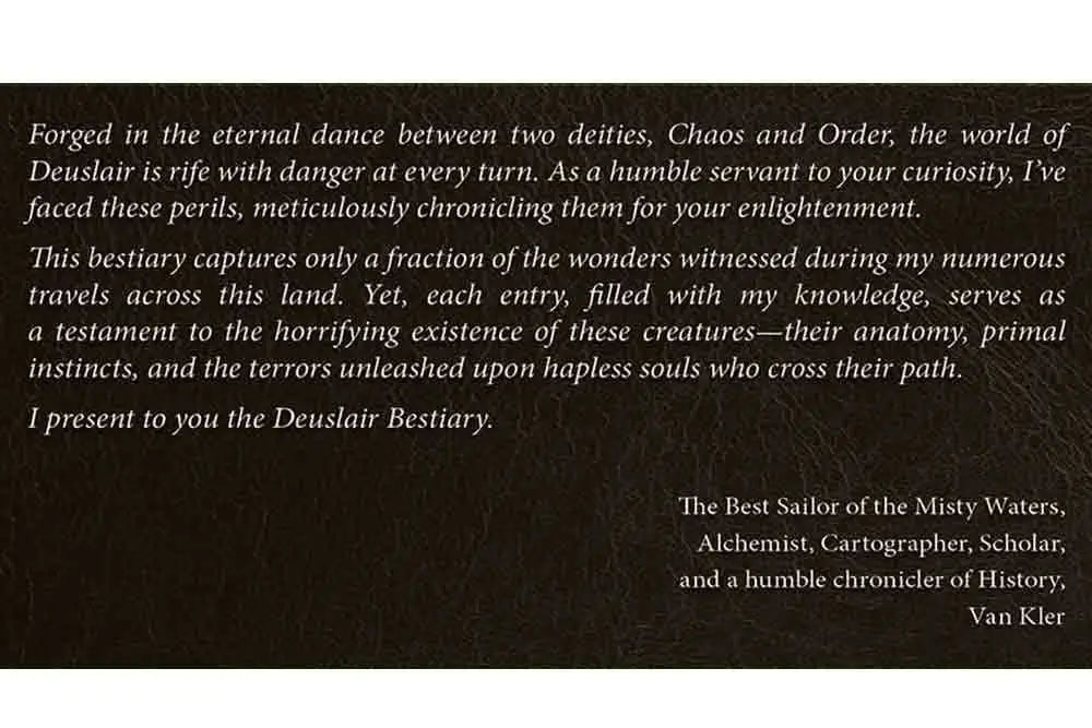 THE WORLD OF DEUSLAIR BESTIARY BOOK ARCHON GAMES