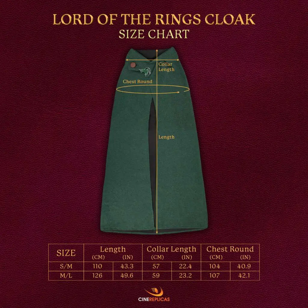 LORD OF THE RINGS HOBBIT CLOAK S M SIZE CINEREPLICAS