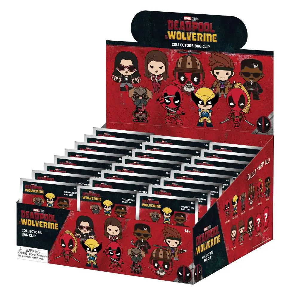 DEADPOOL MOVIE 3D BAG CLIP BLIND BOX DISPLAY 24 MONOGRAM