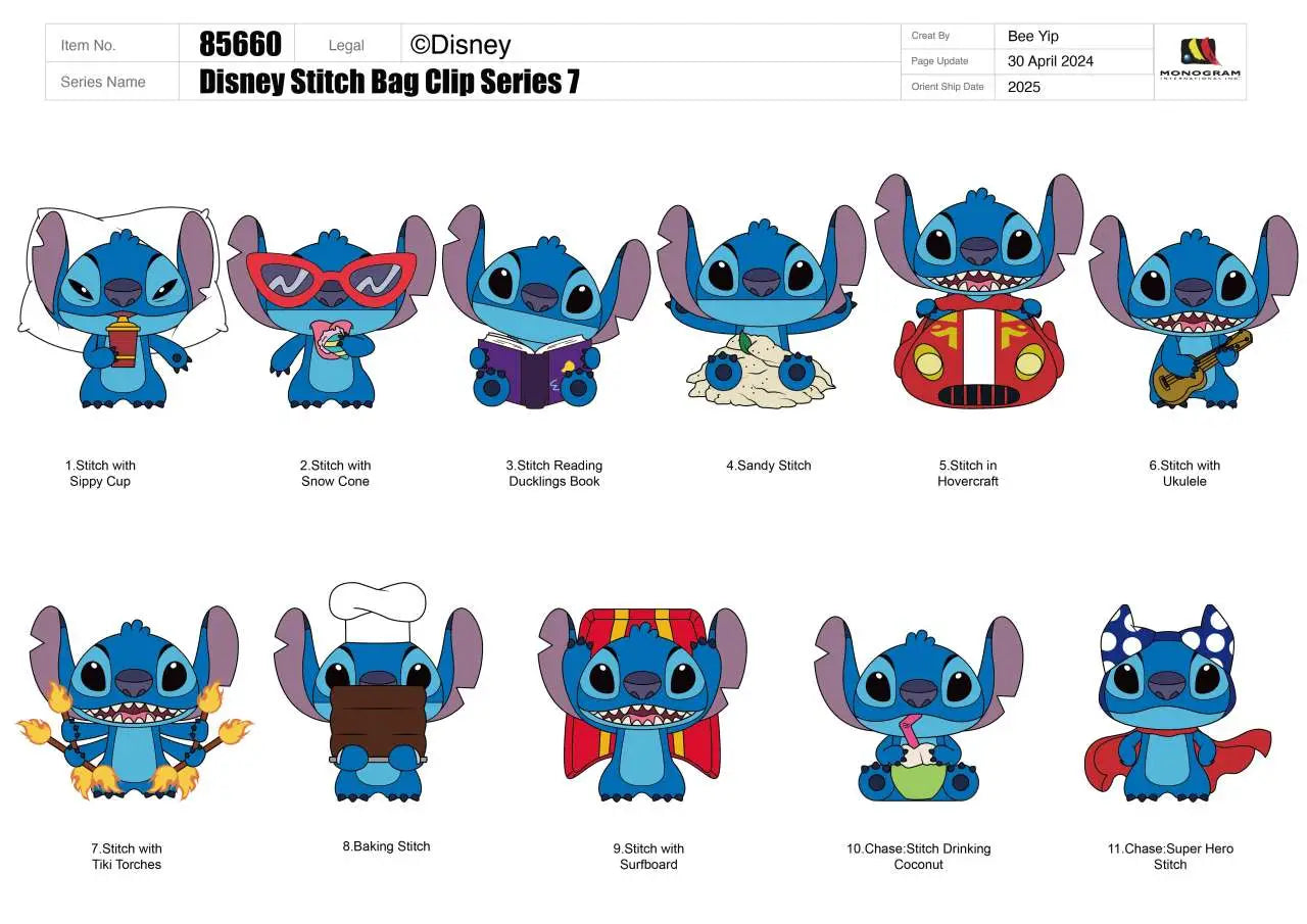 STITCH S7 BAG CLIP BLIND BOX DISPLAY 24 MONOGRAM