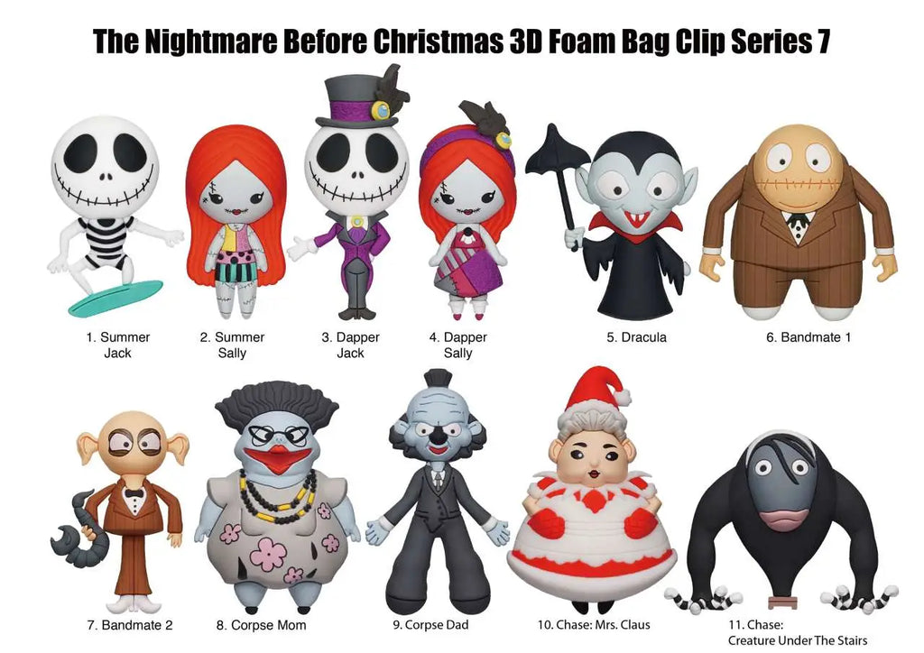 NIGHTMARE BEFORE CHRISTMAS BX S7 BAG CLIP BLIND BOX DISPLAY 24 MONOGRAM