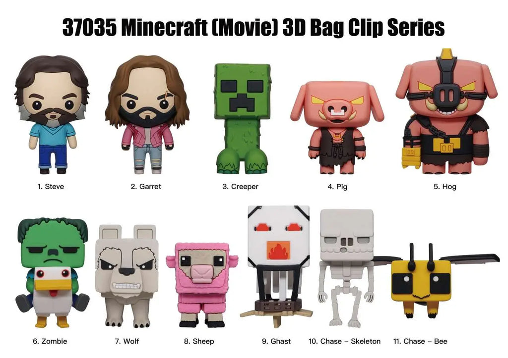 MINECRAFT MOVIE S.1 3D BAG CLIP BLIND BOX DISPLAY 24 MONOGRAM