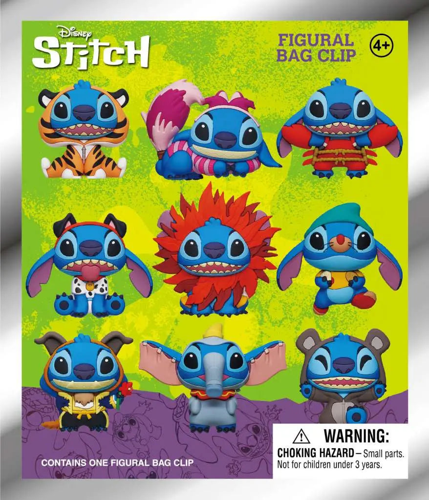 DISNEY STITCH IN COSTUME 3D BAG CLIP BOX DISPLAY 24 MONOGRAM