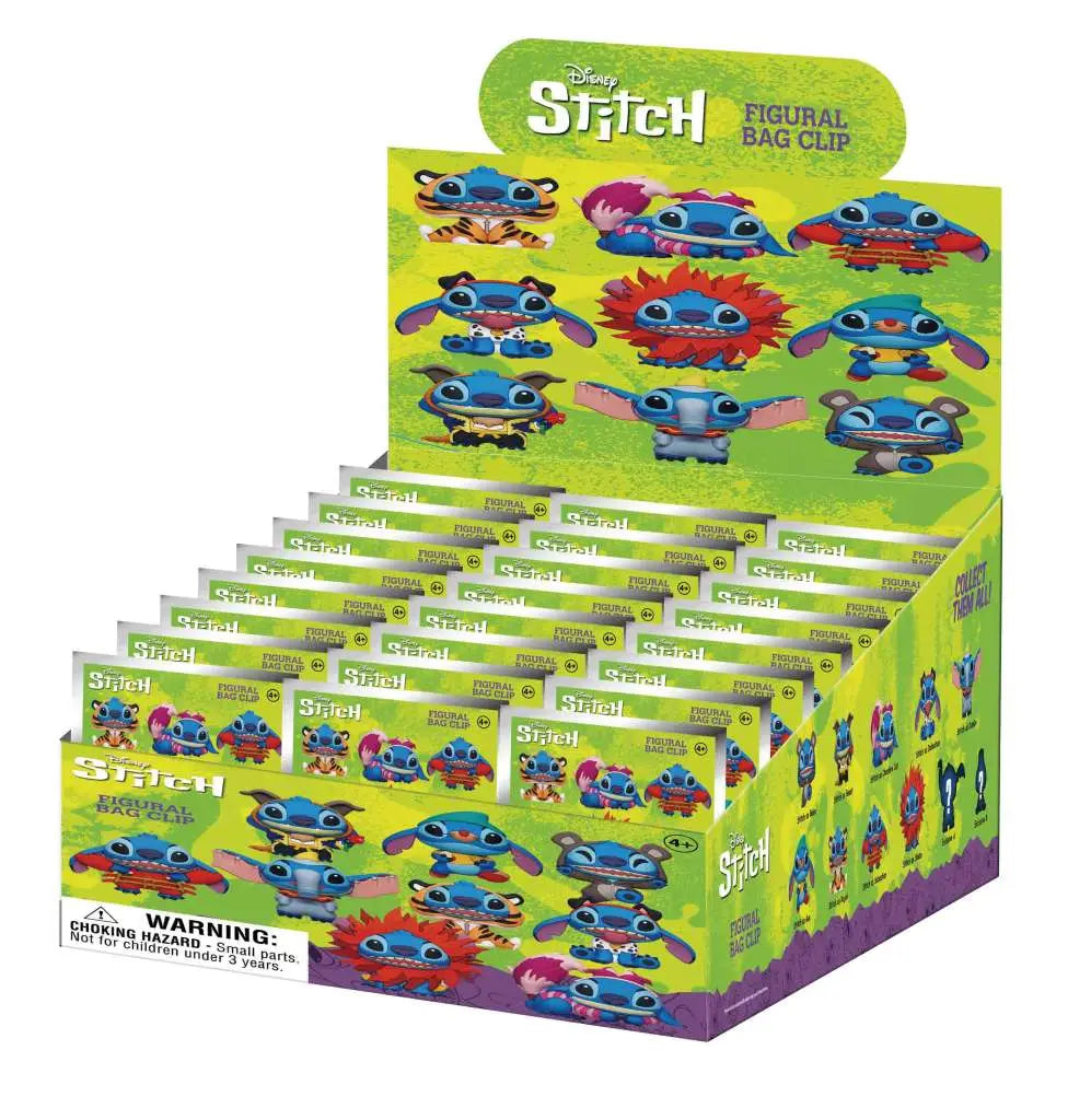 DISNEY STITCH IN COSTUME 3D BAG CLIP BOX DISPLAY 24 MONOGRAM
