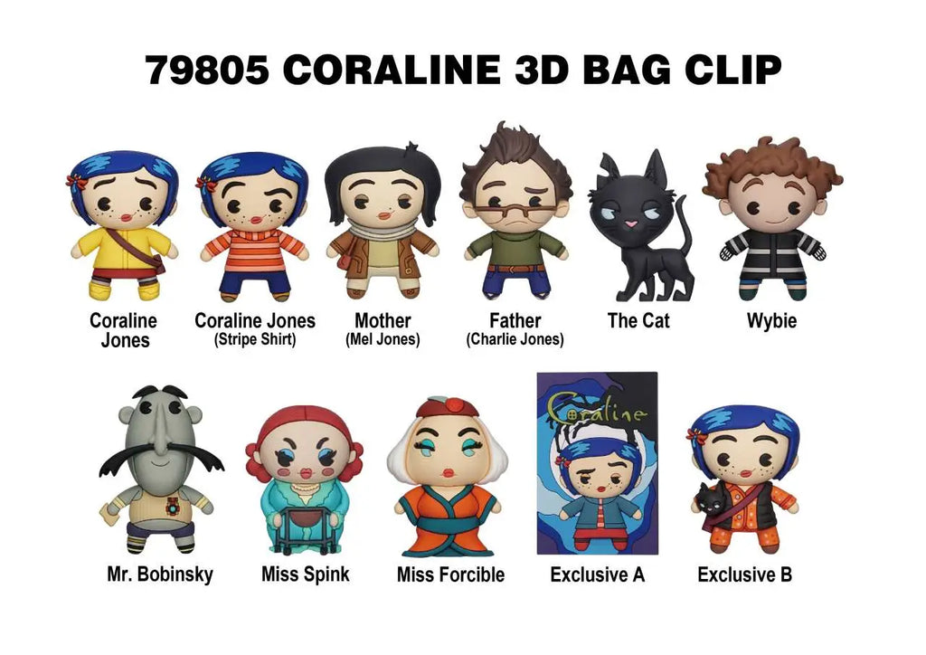 CORALINE SERIES1 BAG CLIP BLIND BOX DISPLAY 24 MONOGRAM