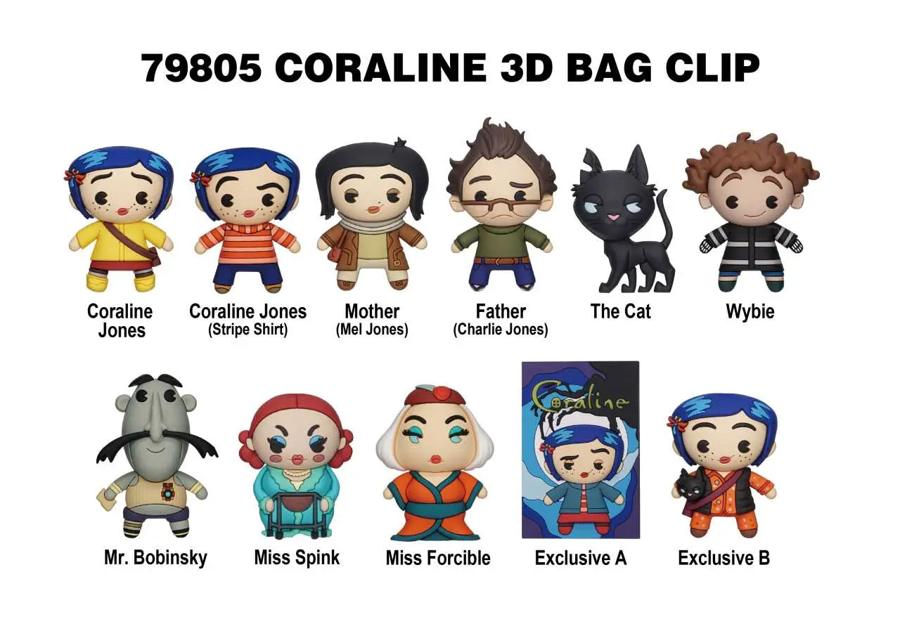 CORALINE SERIES1 BAG CLIP BLIND BOX DISPLAY 24 MONOGRAM