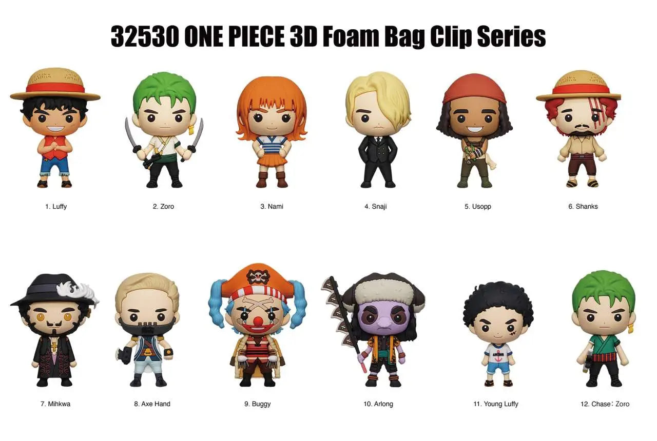 ONE PIECE NETFLIX SERIES 1 BAG CLIP BLIND BOX DISPLAY 24 MONOGRAM