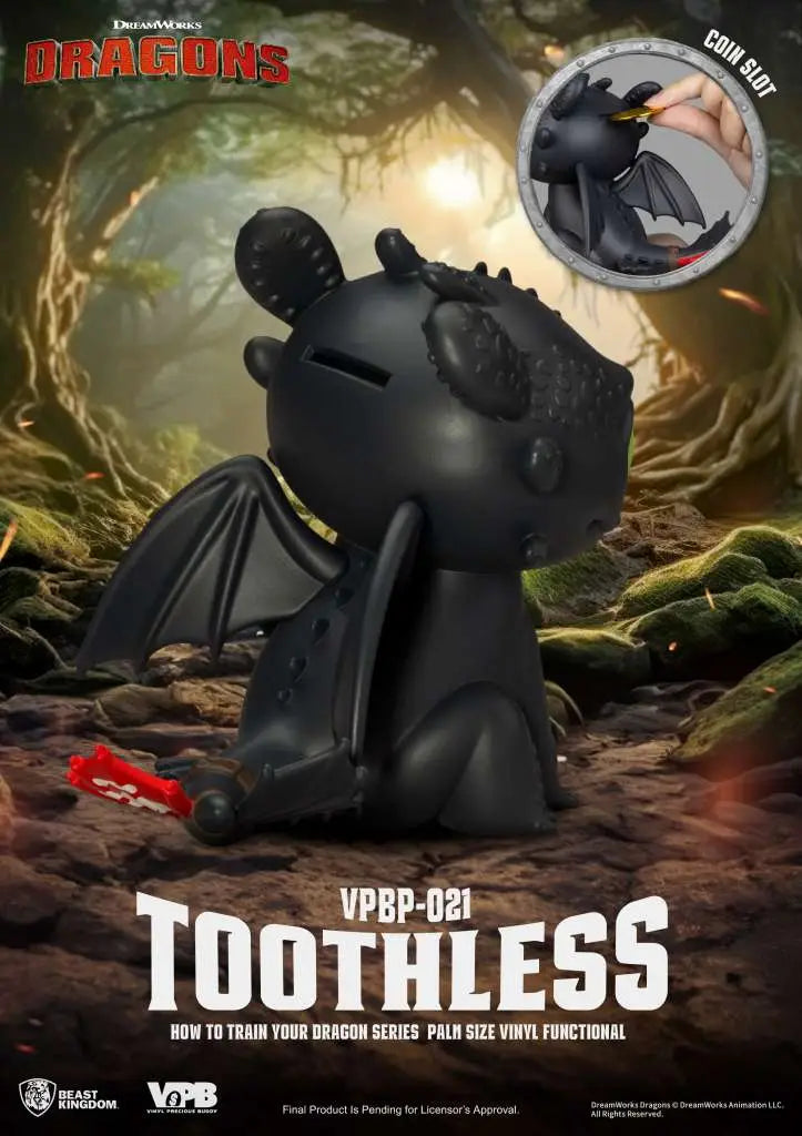 HOW TO TRAIN YOUR DRAGON TOOTHLESS SERIES PALM SIZE VINYL BANK BEAST KINGDOM