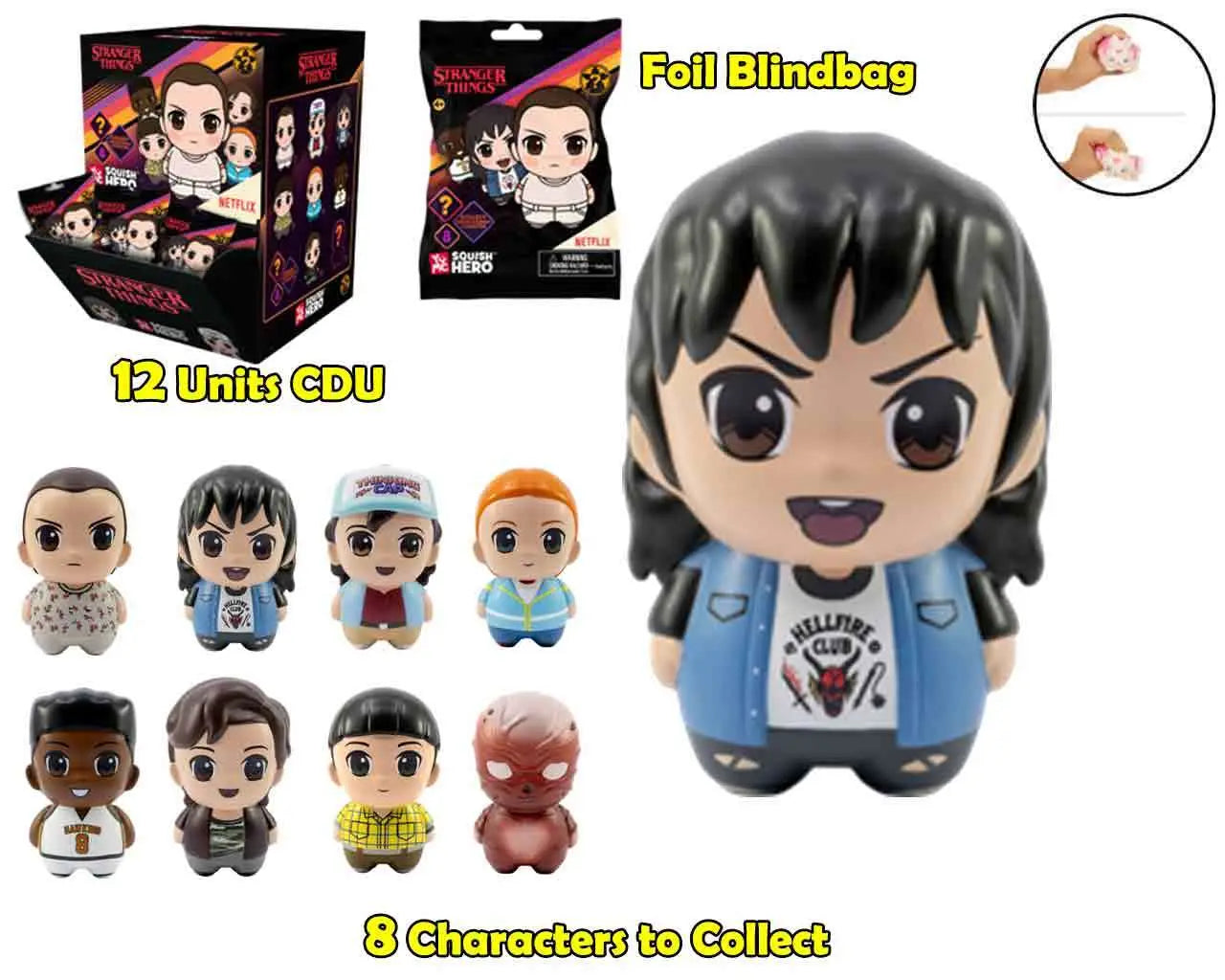 STRANGER THINGS - FOAM SQUISHY - BLIND BAGS COUNTER DISPLAY (12 UNITS) YuMe
