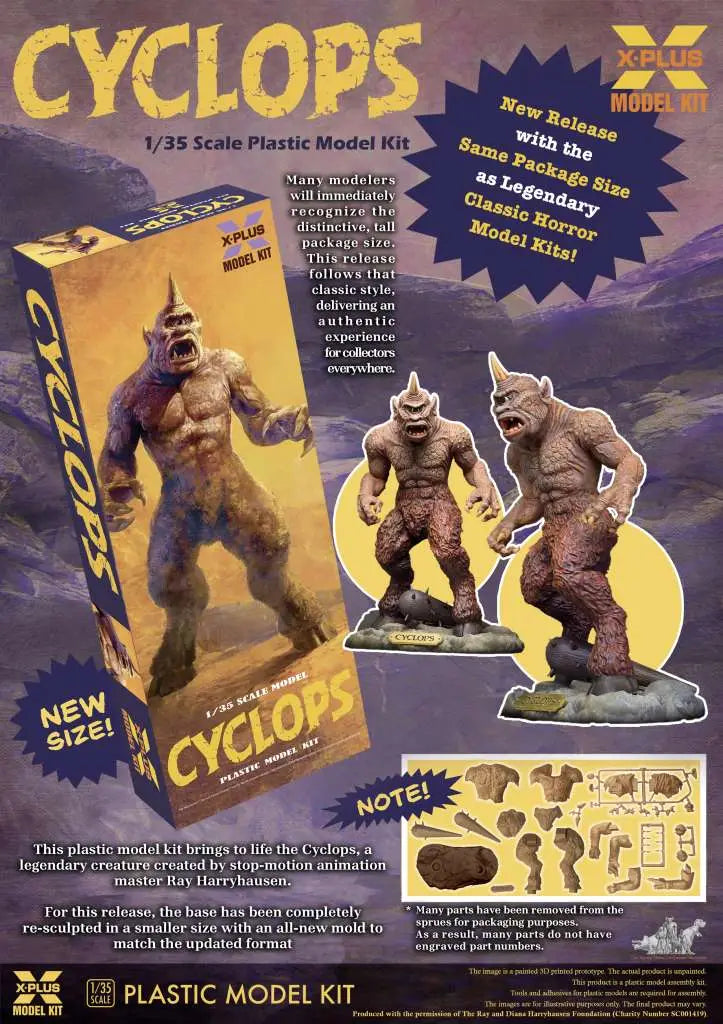RAY HARRYHAUSEN CYCLOPS RENEWAL PACK 1/72 PLASTIC MODEL KIT X-PLUS