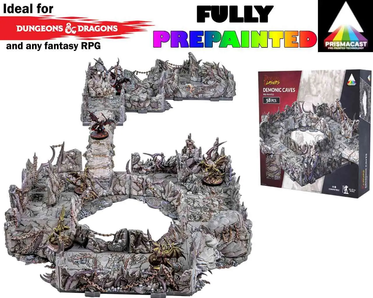 DUNGEONS & LASERS DEMONIC CAVES PRISMACAST PRE PAINTED TERRAINS ARCHON GAMES