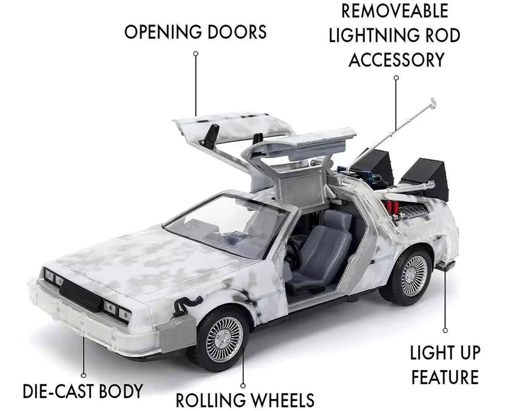 BACK TO THE FUTURE PART I 1982 DE LOREAN DMC 12 WITH FROST EFFECT 1 24 DIE CAST MODEL LIMITED EDITION Jada Toys