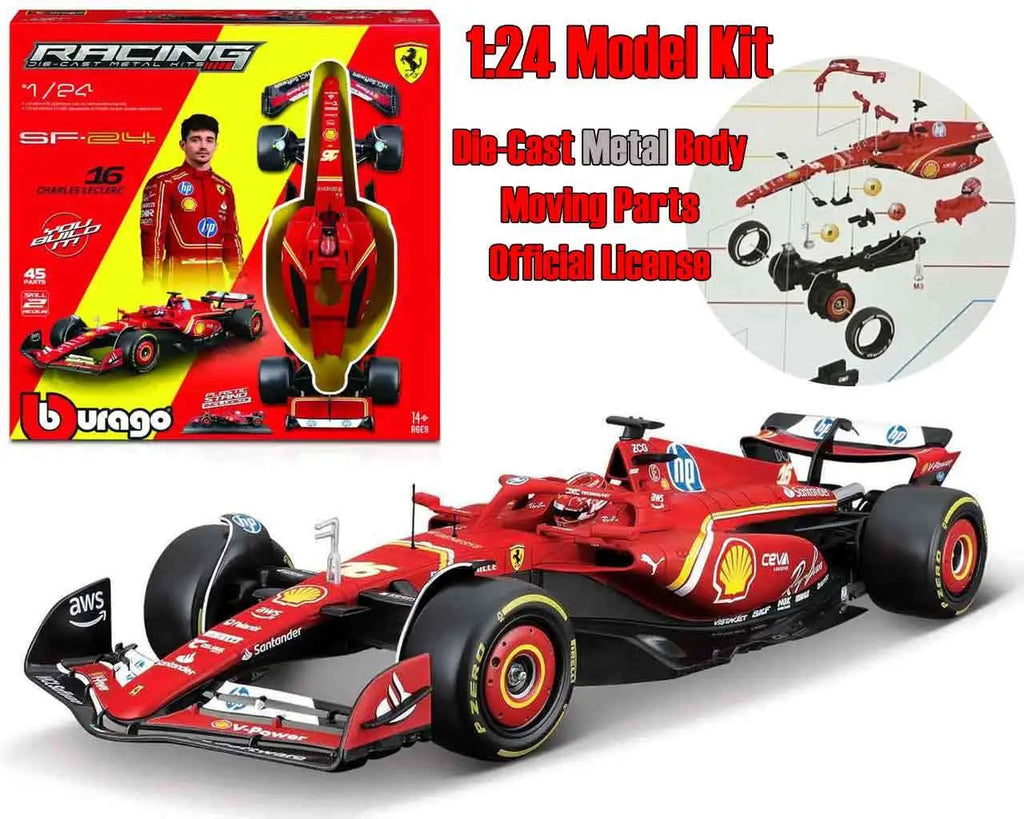 FERRARI F1 SF 24 N.16 CHARLES LECLERC WITH HELMET MODEL KIT 1 24 BBURAGO