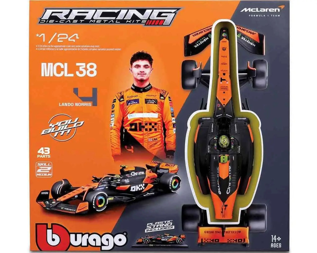 MCLAREN F1 MCL38 LANDO NORRIS WITH HELMET MODEL KIT 1 24 BBURAGO