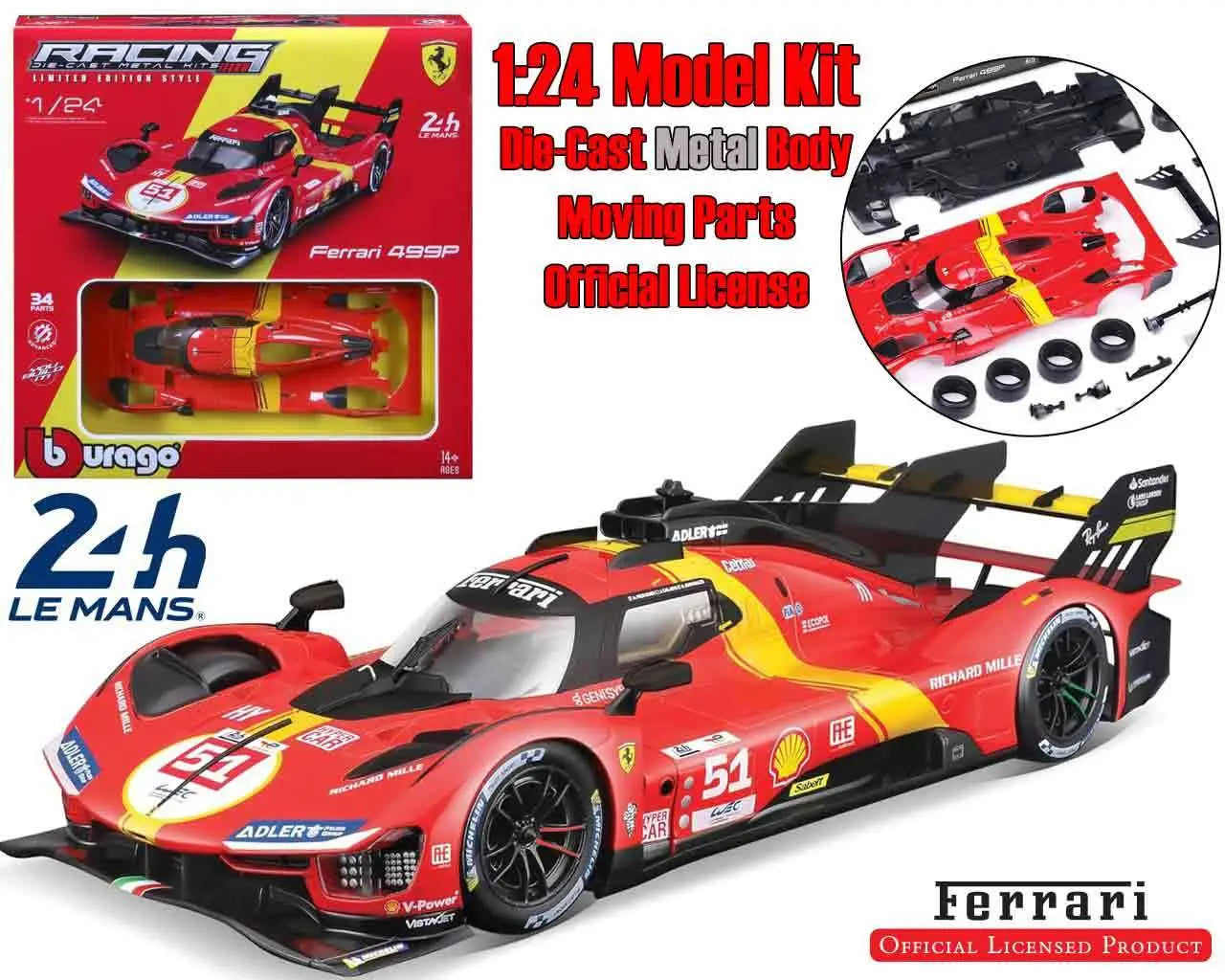 FERRARI 499P LMH (2023 24H LE MANS CHAMPION) - MODEL KIT 1:24 BBURAGO