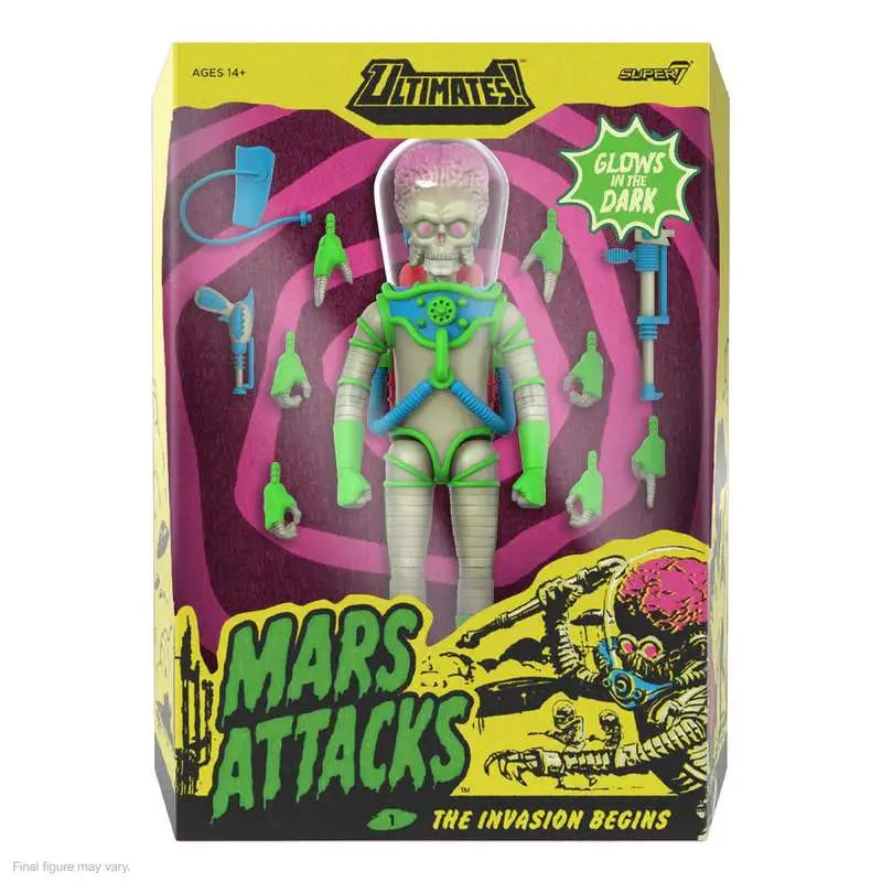 MARS ATTACKS ULTIMATES! WAVE 02 MARTIAN INVASION BEGINS GLOW IN THE DARK SUPER 7