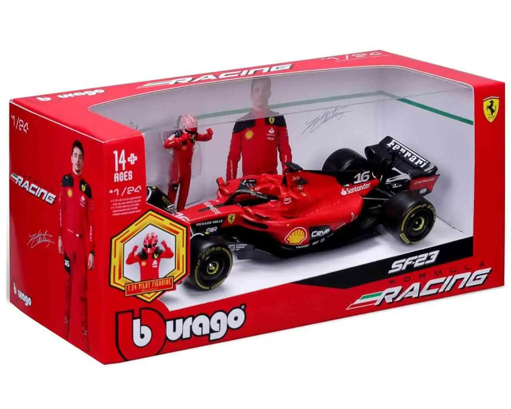 F1 FERRARI SF-23 WITH LECLERC FIGURE - 1:24 DIE-CAST MODEL BBURAGO