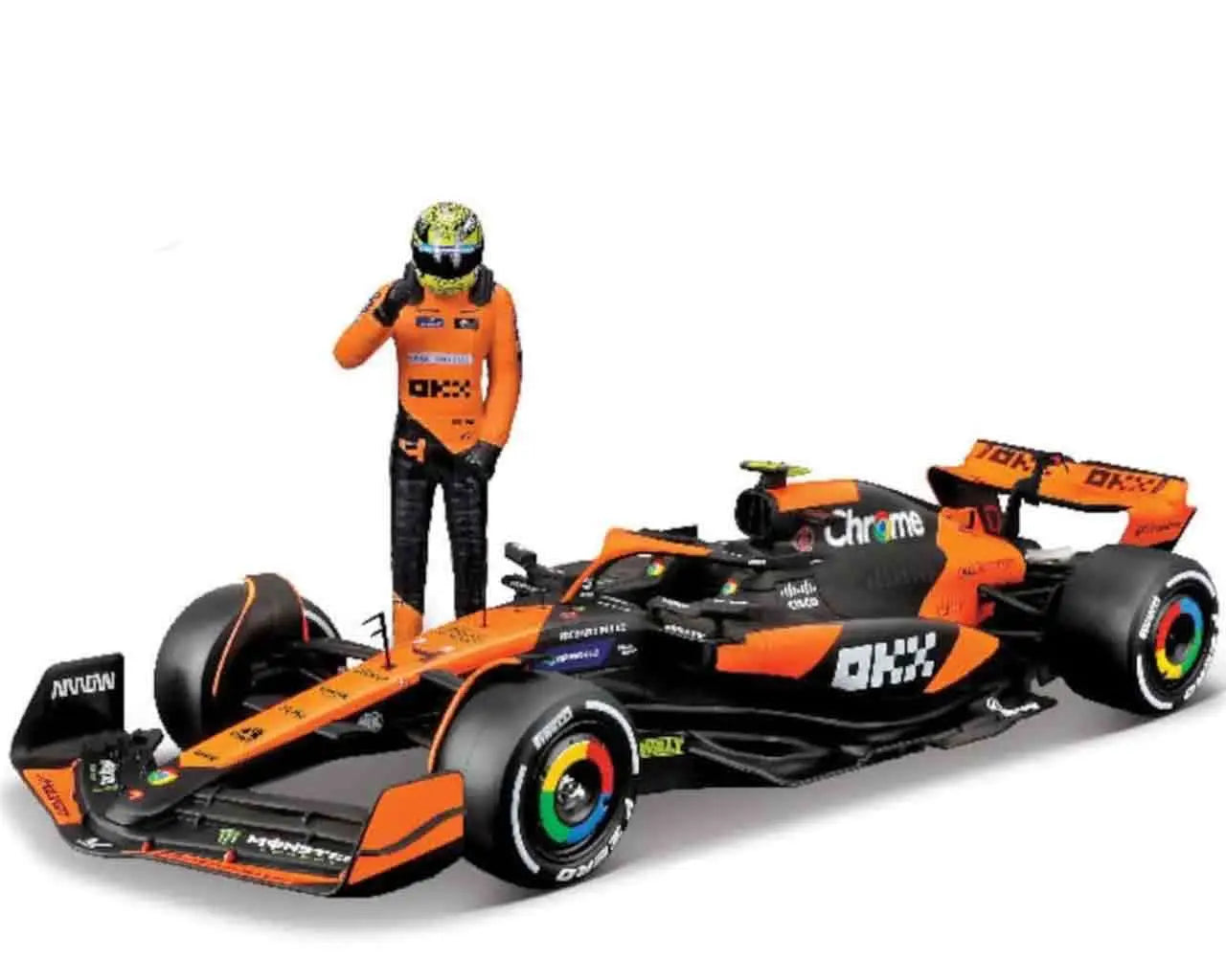 F1 MC LAREN MCL38 WITH NORRIS FIGURE - 1:24 DIE-CAST MODEL BBURAGO