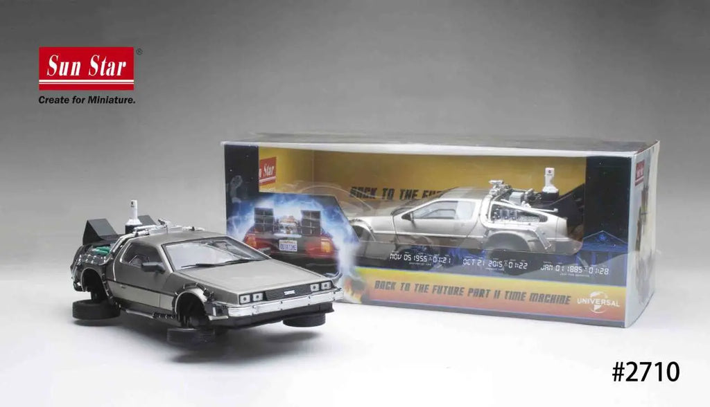 BACK TO THE FUTURE 2 DE LOREAN DIE-CAST 1:18 SCALE MODEL SUNSTAR