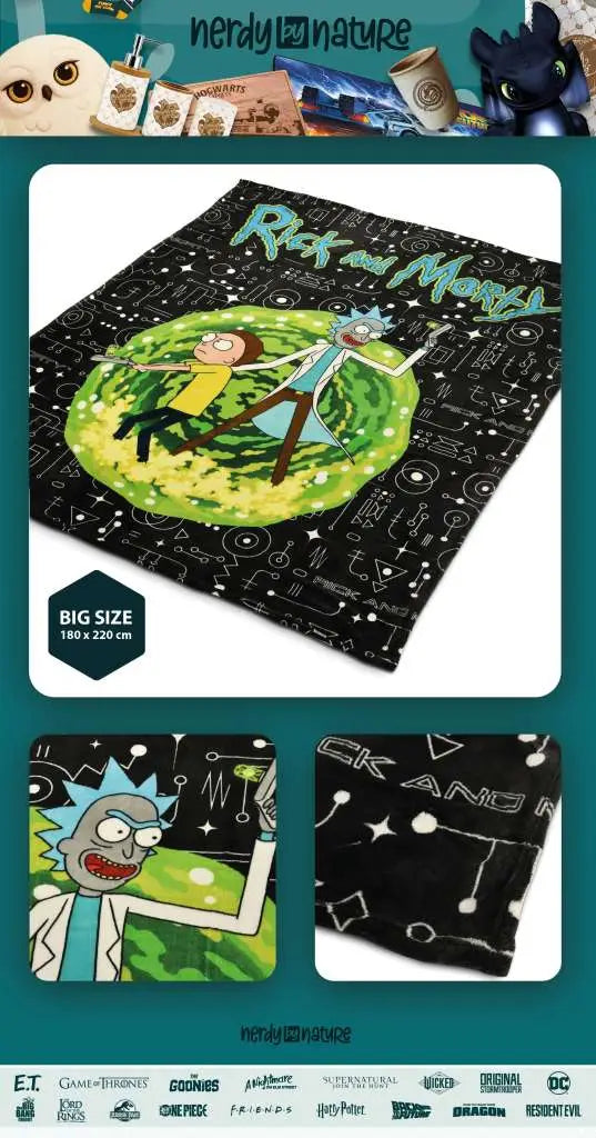 RICK & MORTY PORTAL COZY BLANKET NERDY BY NATURE