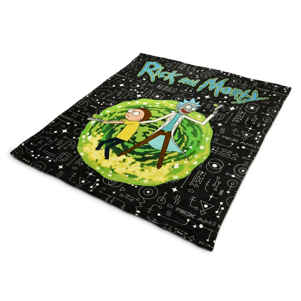 RICK & MORTY PORTAL COZY BLANKET NERDY BY NATURE