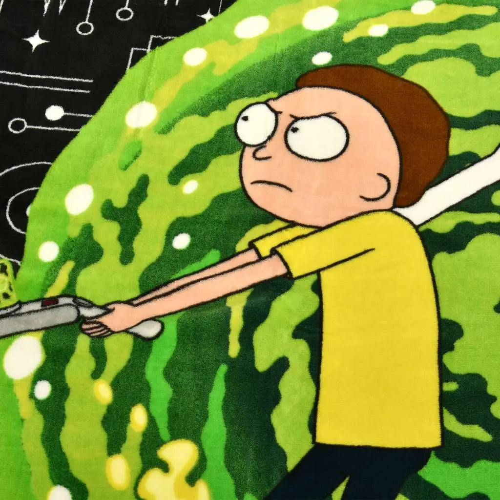 RICK & MORTY PORTAL COZY BLANKET NERDY BY NATURE