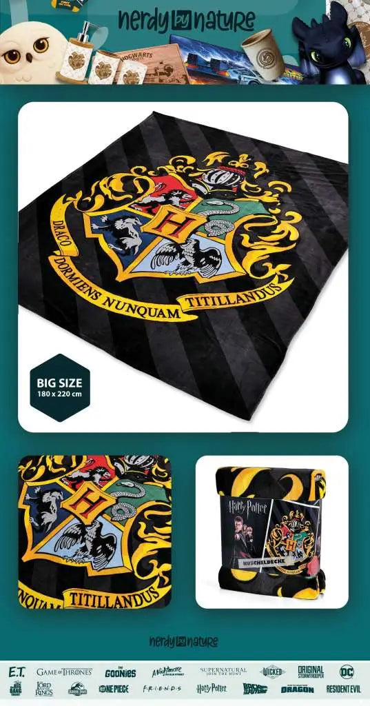 HARRY POTTER HOGWARTS CREST COZY BLANKET NERDY BY NATURE