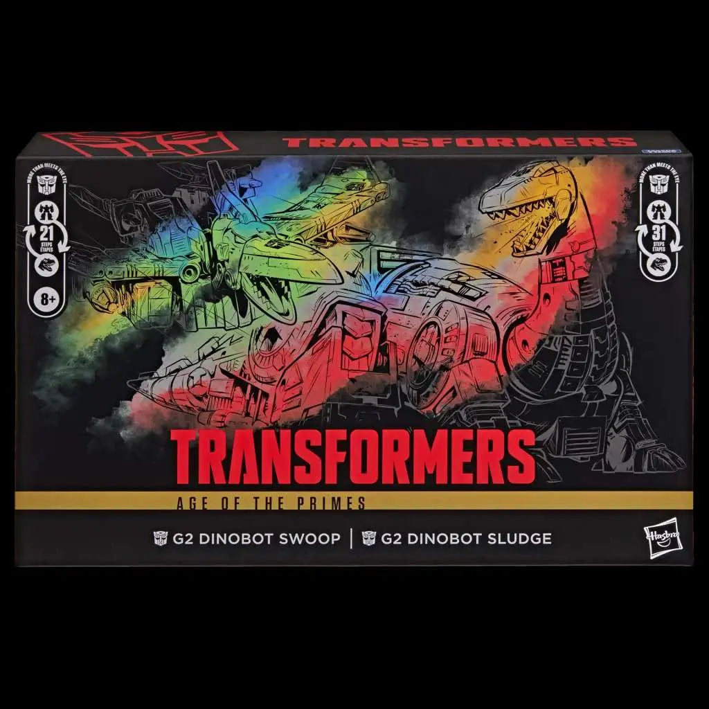 TRANSFORMERS AGE OF THE PRIMES DINOBOT SWOOP G2 AND DINOBOT SLUDGE G2 ACTION FIGURES HASBRO