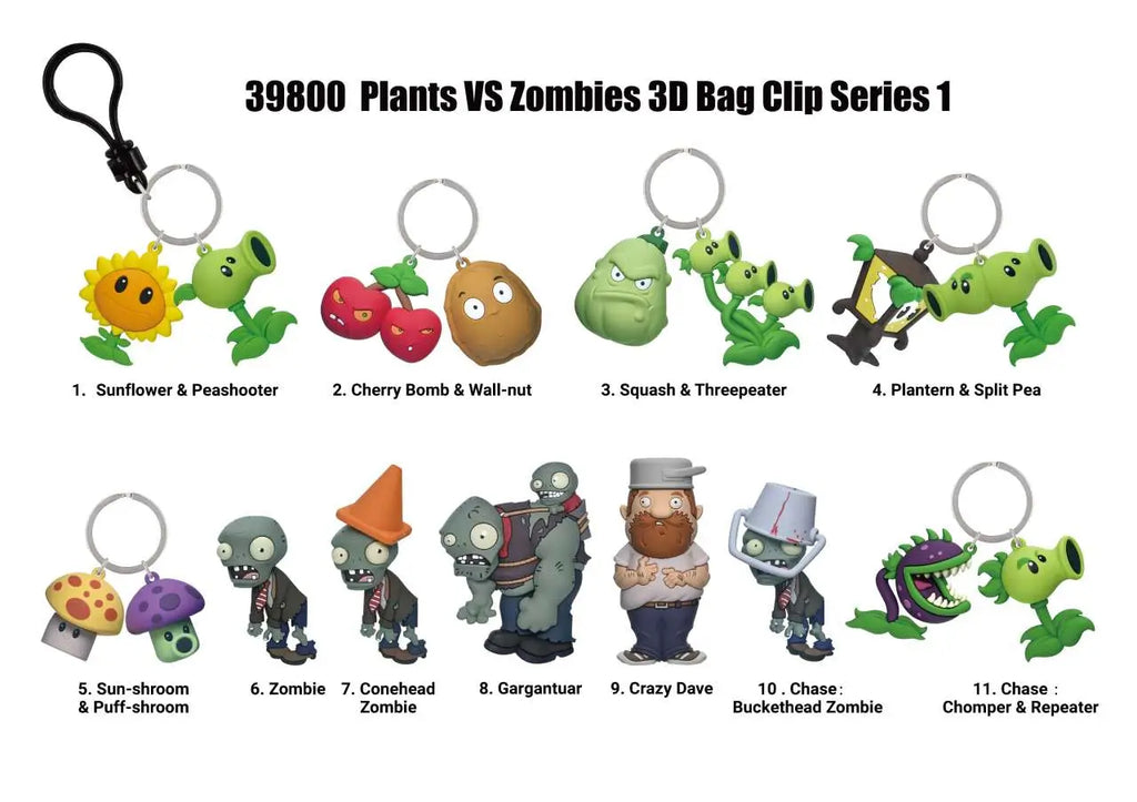 PLANTS VS ZOMBIES BAG CLIP BLIND BOX DISPLAY (24) MONOGRAM