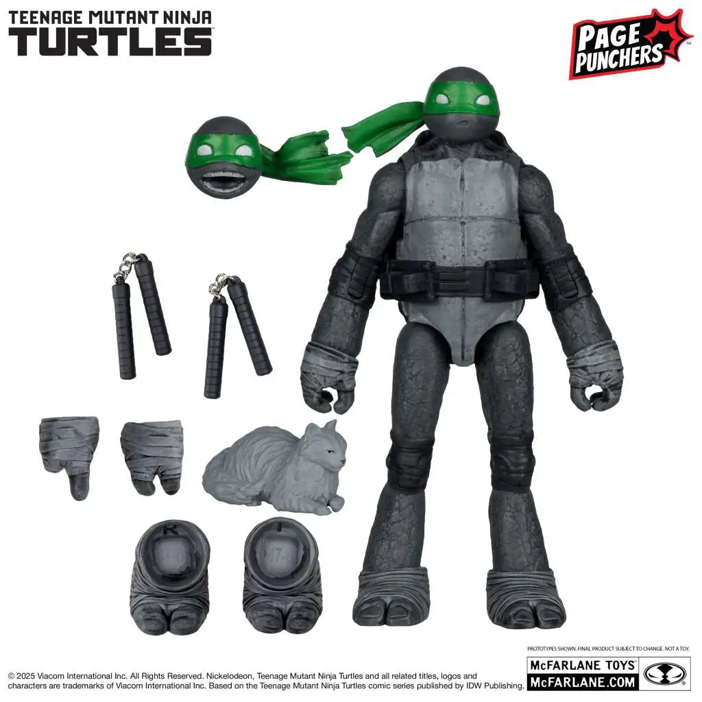 TEENAGE MUTANT NINJA TURTLES 5inch MICHELANGELO FIGURE WITH COMIC (B,W&G VARIANT) McFARLANE TOYS 25