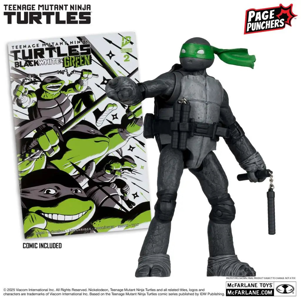 TEENAGE MUTANT NINJA TURTLES 5inch MICHELANGELO FIGURE WITH COMIC (B,W&G VARIANT) McFARLANE TOYS 25