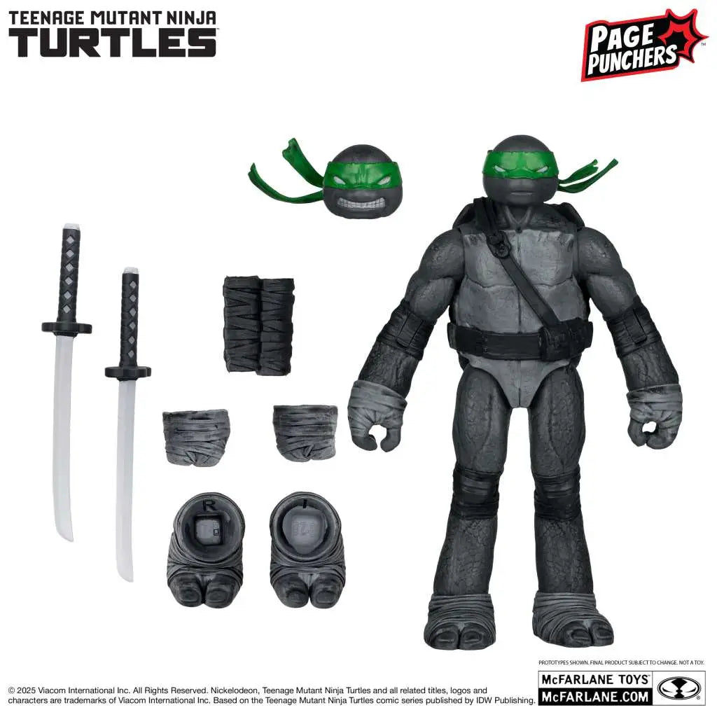 TEENAGE MUTANT NINJA TURTLES 5inch LEONARDO FIGURE WITH COMIC (B,W&G VARIANT) McFARLANE TOYS 25