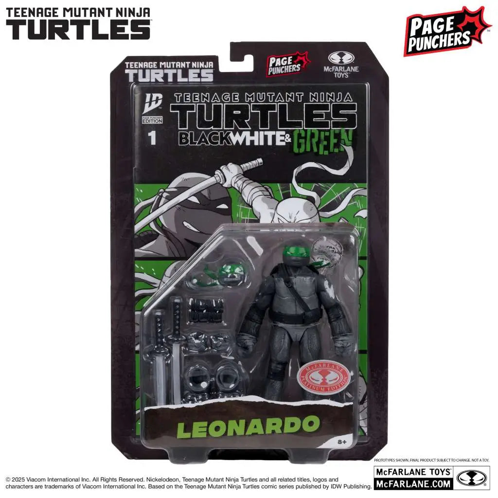 TEENAGE MUTANT NINJA TURTLES 5inch LEONARDO FIGURE WITH COMIC (B,W&G VARIANT) McFARLANE TOYS 25