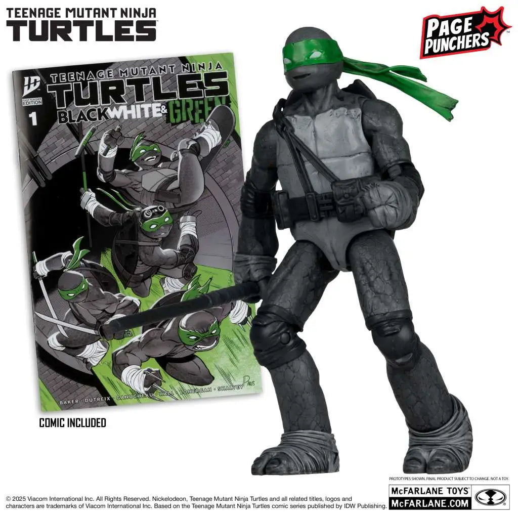 TEENAGE MUTANT NINJA TURTLES 5inch DONATELLO FIGURE WITH COMIC (B,W&G VARIANT) McFARLANE TOYS 25