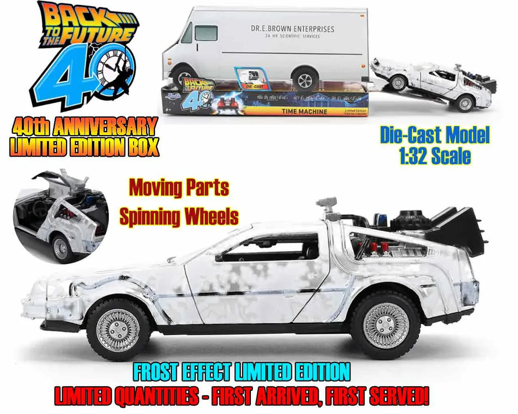BACK TO THE FUTURE PART I 1982 DE LOREAN DMC 12 WITH FROST EFFECT 40TH ANNIVERSARY LIMITED EDITION 1 32 DIE CAST MODEL Jada Toys