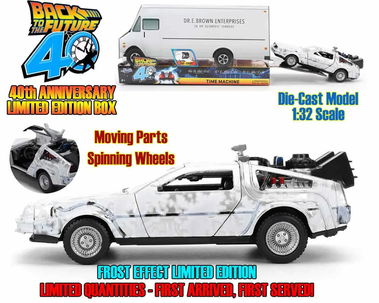 BACK TO THE FUTURE PART I 1982 DE LOREAN DMC 12 WITH FROST EFFECT 40TH ANNIVERSARY LIMITED EDITION 1 32 DIE CAST MODEL Jada Toys