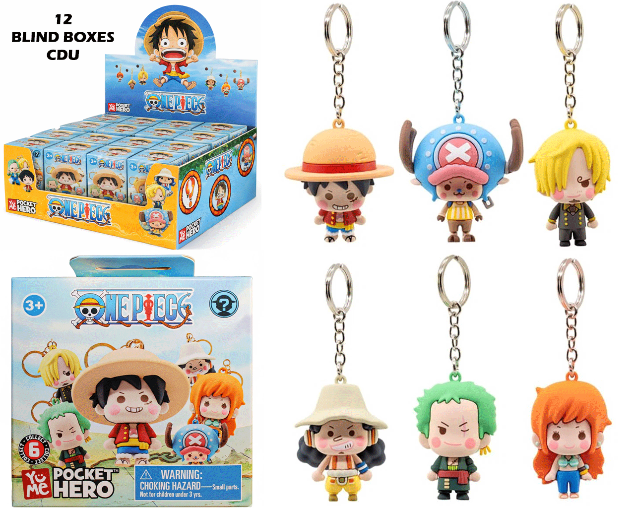 ONE PIECE - POCKET HERO - KEYCHAIN BLIND BOX COUNTER DISPLAY (12) YuMe