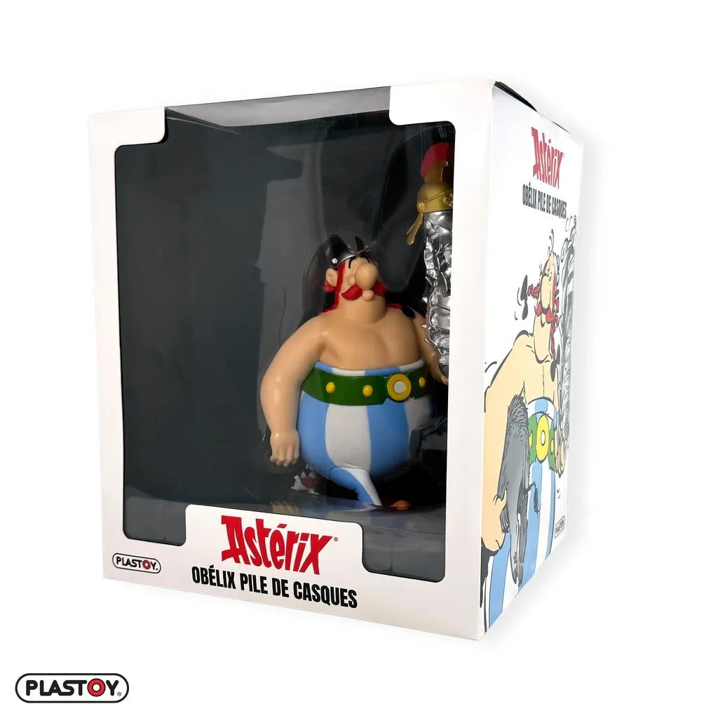 ASTERIX OBELIX STACK OF HELMETS AND DOGMATIX FIGURE PLASTOY