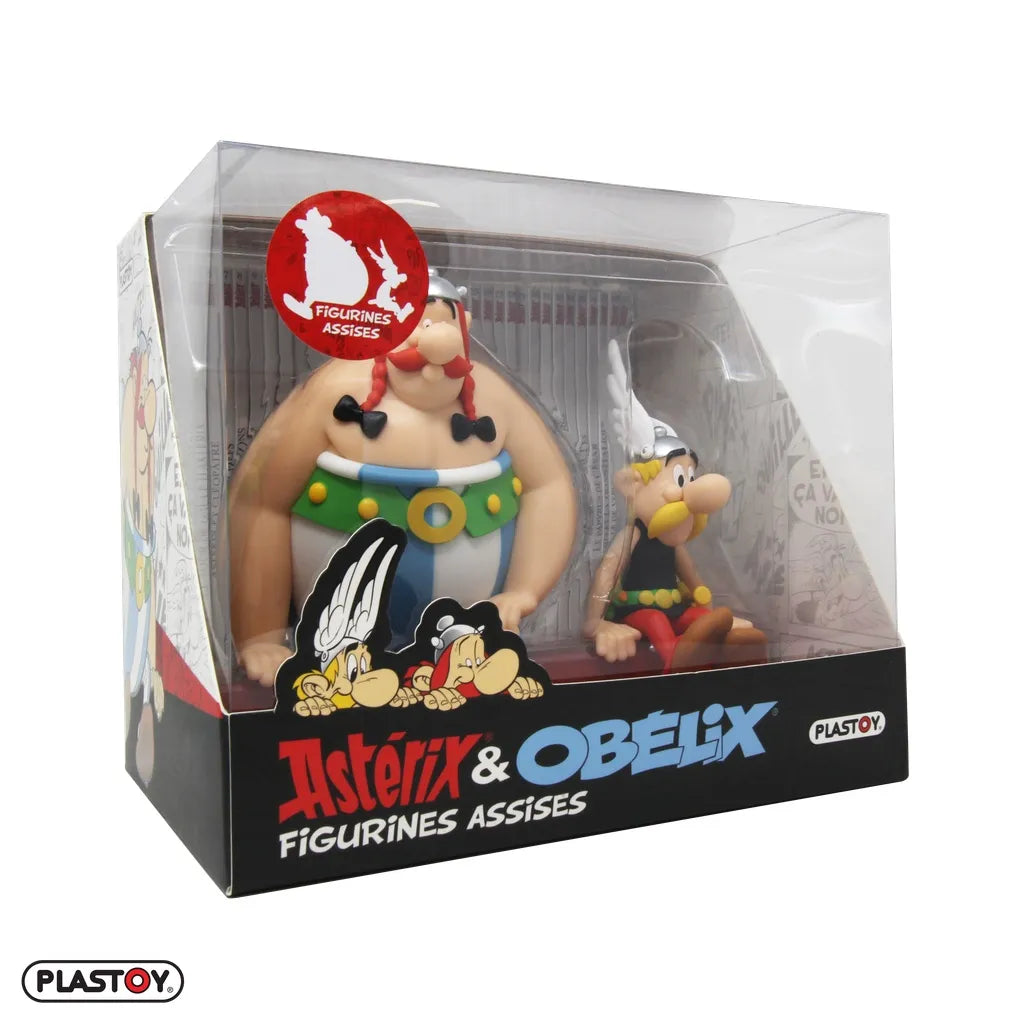 ASTERIX & OBELIX SEATED FIGURES PLASTOY