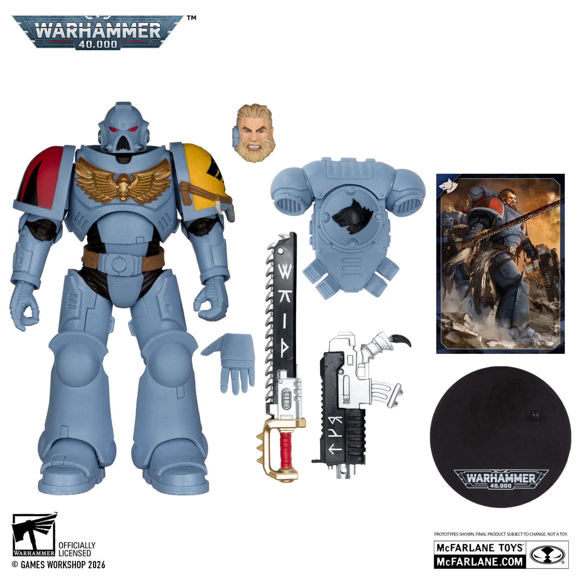 WARHAMMER 40000 7INCH WV12 SPACE WOLVES GREY HUNTER ACTION FIGURE McFARLANE TOYS 25