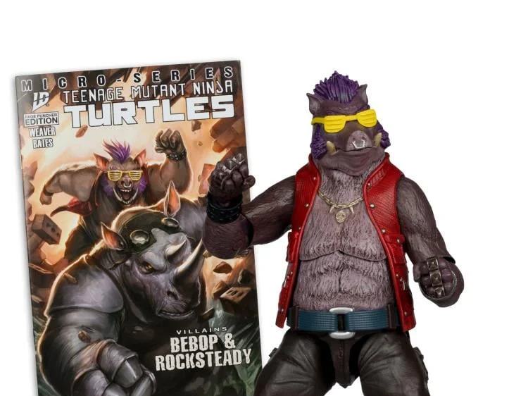 TEENAGE MUTANT NINJA TURLES 5IN FIGURE WITH COMIC WV2 BEBOP McFARLANE TOYS 25