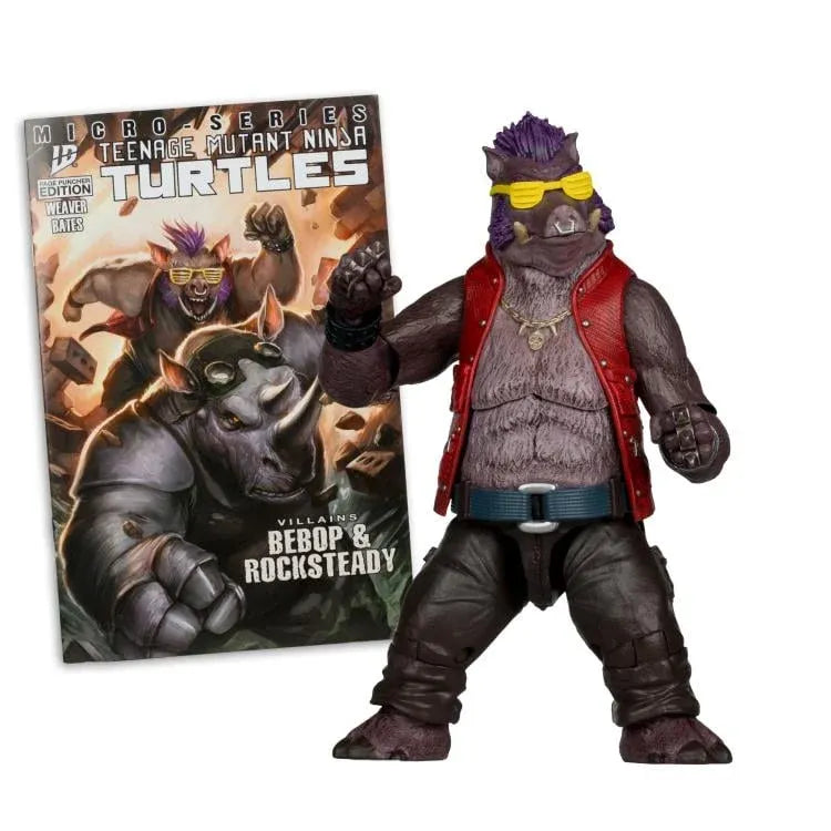 TEENAGE MUTANT NINJA TURLES 5IN FIGURE WITH COMIC WV2 BEBOP McFARLANE TOYS 25