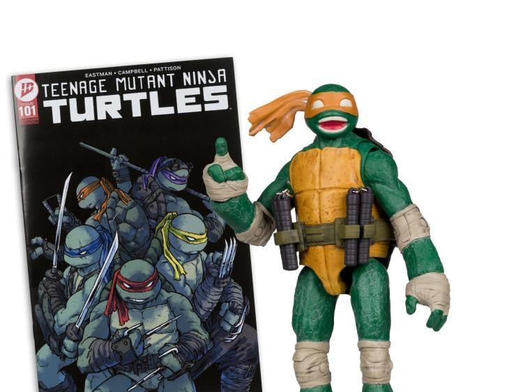 TEENAGE MUTANT NINJA TURLES 5IN FIGURE WITH COMIC WV2 MICHELANGELO McFARLANE TOYS 25