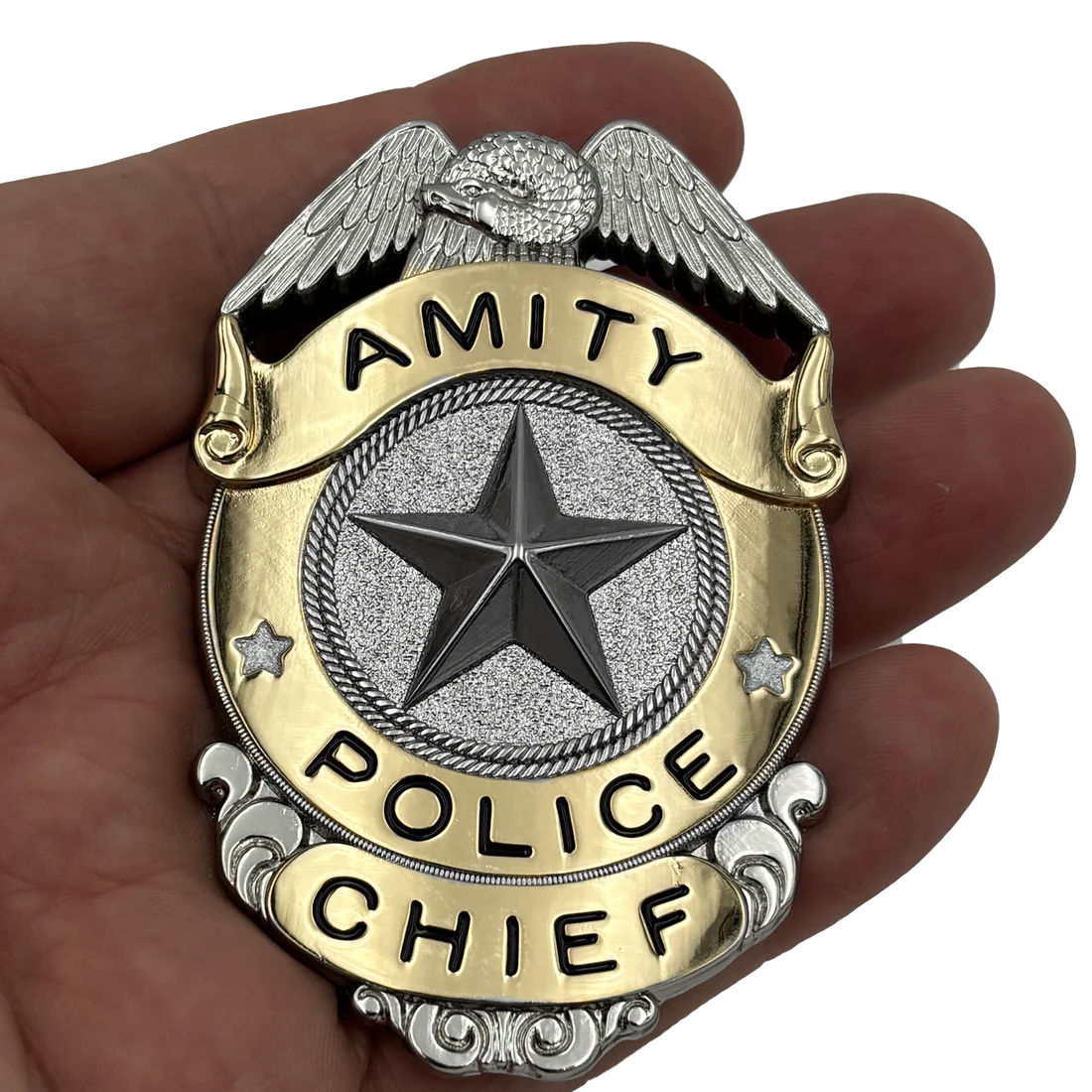 JAWS AMITY ISLAND POLICE CHIEF BADGE/PATCH LTD ED PROP REPLICA FACTORY ENT
