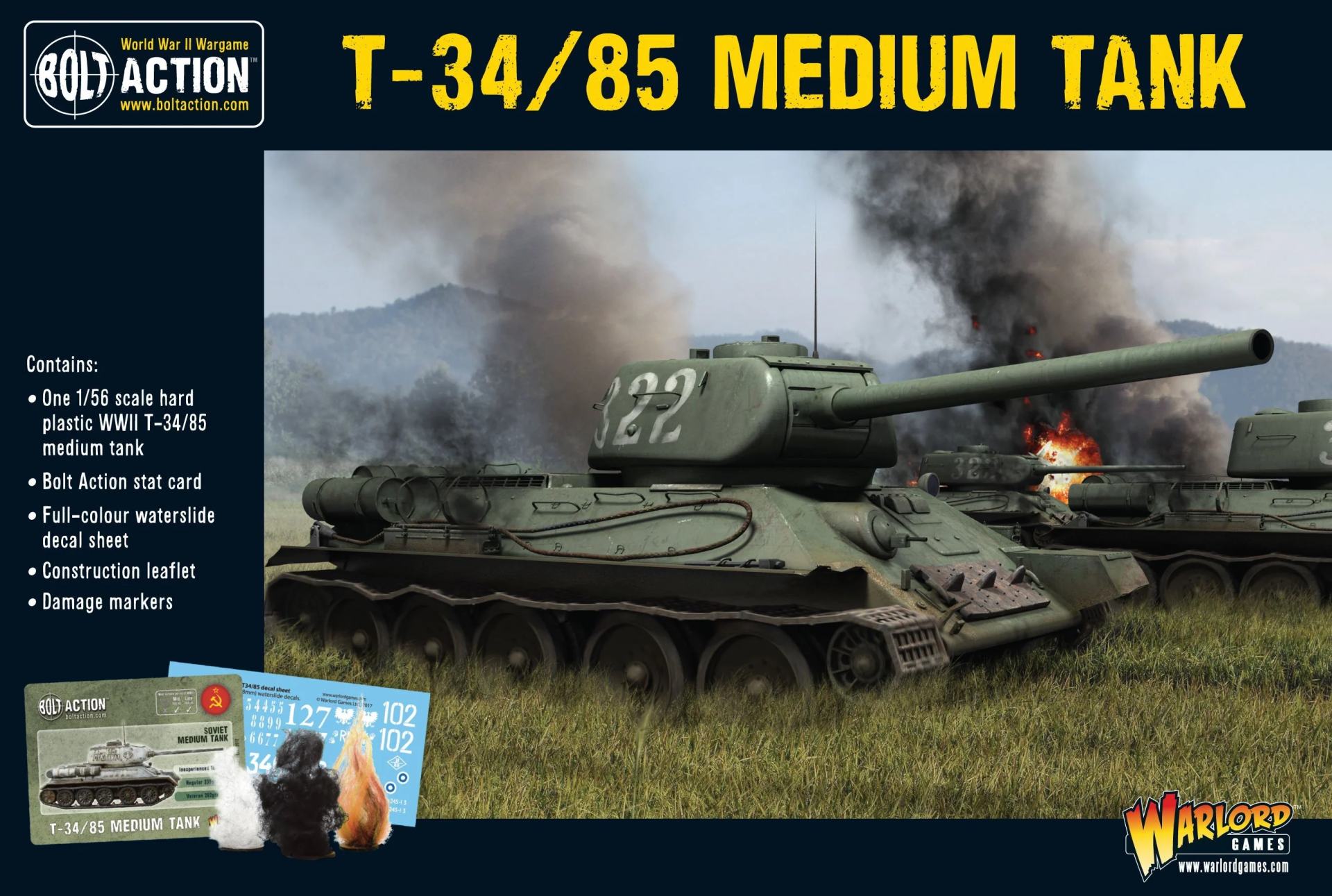 BOLT ACTION T34/85 MEDIUM TANK WARLORD GAMES