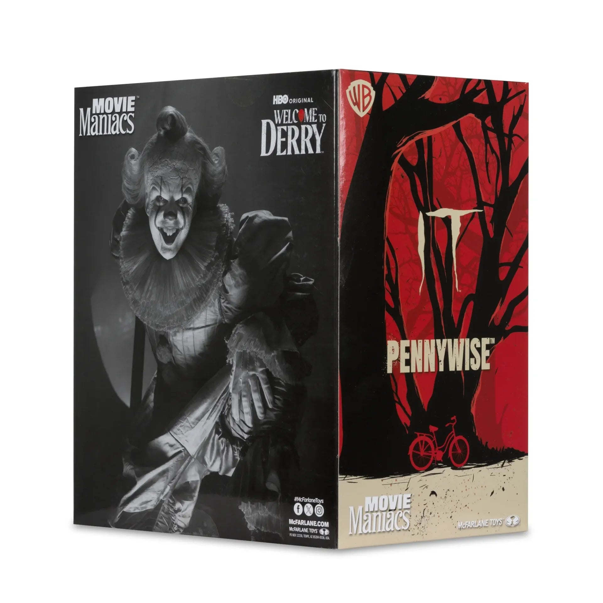 MOVIE MANIACS 6INCH POSED WELCOME TO DERRY WV2 PENNYWISE BLACK&WHITE McFARLANE TOYS 25