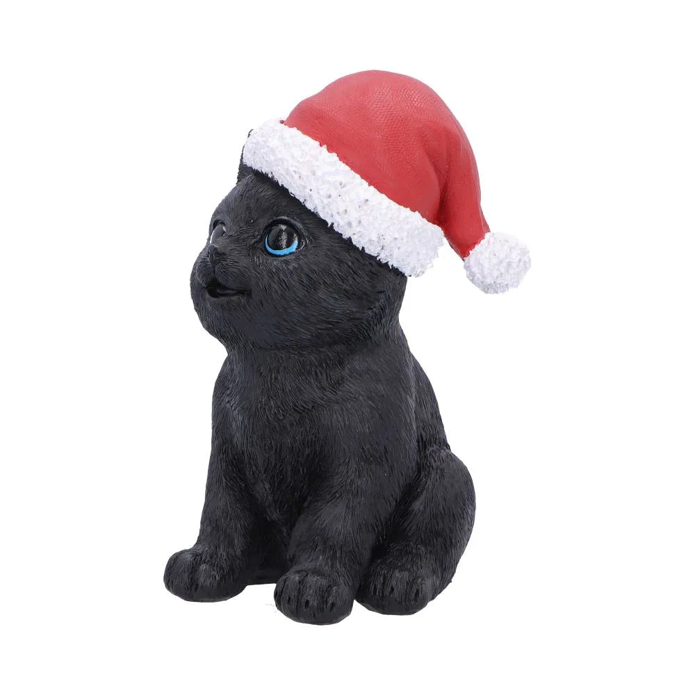 BLACK CAT WITH SANTA HAT FIGURE NEMESIS NOW