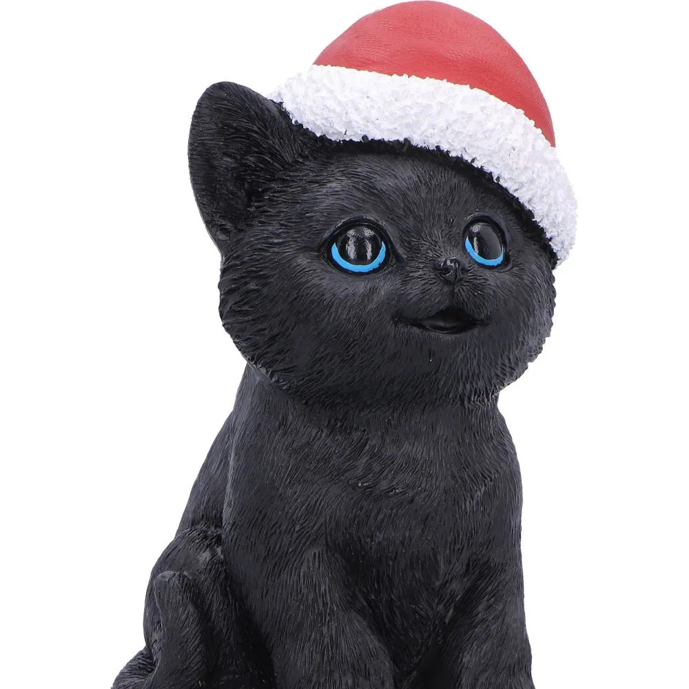 BLACK CAT WITH SANTA HAT FIGURE NEMESIS NOW